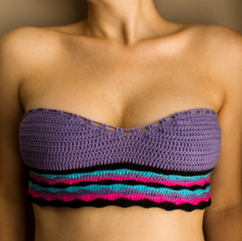 Purple crochet bikini crop top